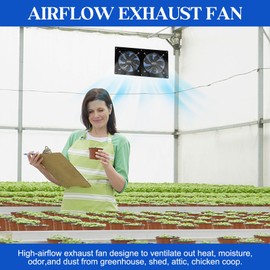 Solar Exhaust Fans & Powered Fan with 15W Panel & 2-Pack High-Speed Brushless DC Fans,Solar Ventilation Fan for Greenhouses, Chicken Coops, Attics, Barns, Sheds & Dog Houses