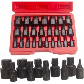 Unbranded Multi-Spline Screw Extractor Set Hex Head Bit Socket Wrench Bolt Remover 25Pcs