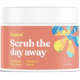 ASUTRA Organic Exfoliating Body Scrub - "VITAMIN C SCRUB" - 100% Pure Himalayan Sea Salt Scrub/Ultra Hydrating & Moisturizing with SKIN SMOOTHING Jojoba, Sweet Almond & Argan Oils - 12oz
