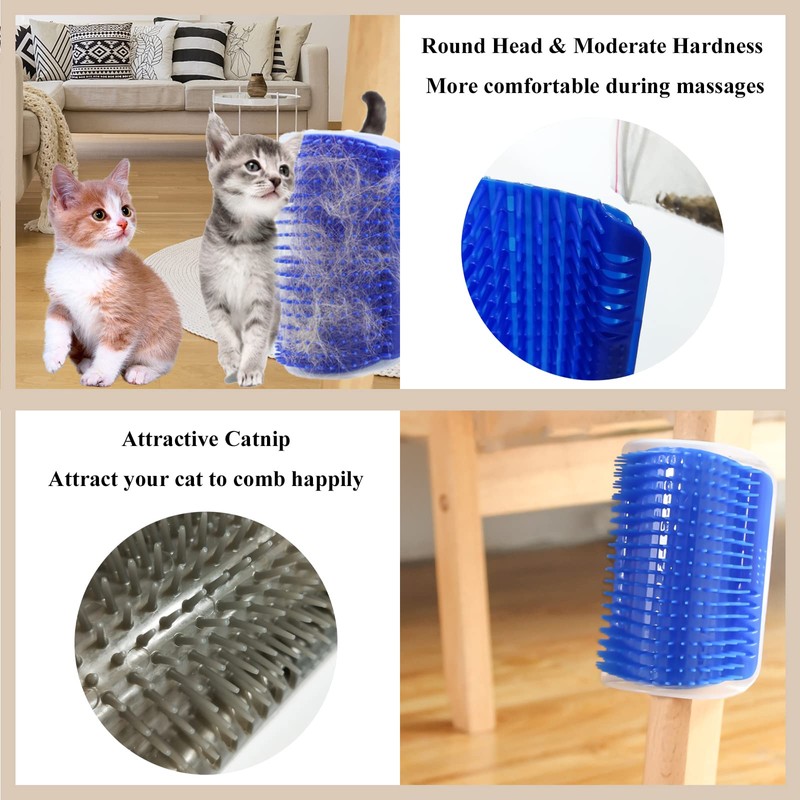 DOUBLE 2 C Hair Brush, 4 Pack Cat Wall Corner