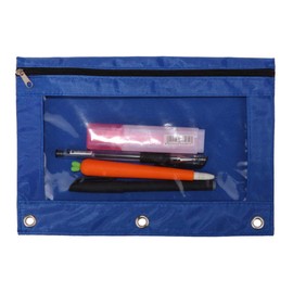 WODISON 3-Ring Pen Pencil Pouch with Clear Window Stationery Bag Binder Case Classroom Organizers Blue