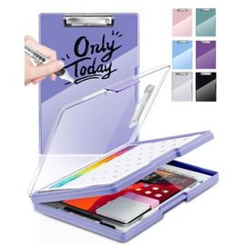 Clearview Clipboard with 2 Storage, Dry Erase 8.5x11 Heavy Duty ClipBoards - High Capacity Coaches Clip Board with Pen Holder - Side Opening Plastic Nursing Clip Case (Light Purple)