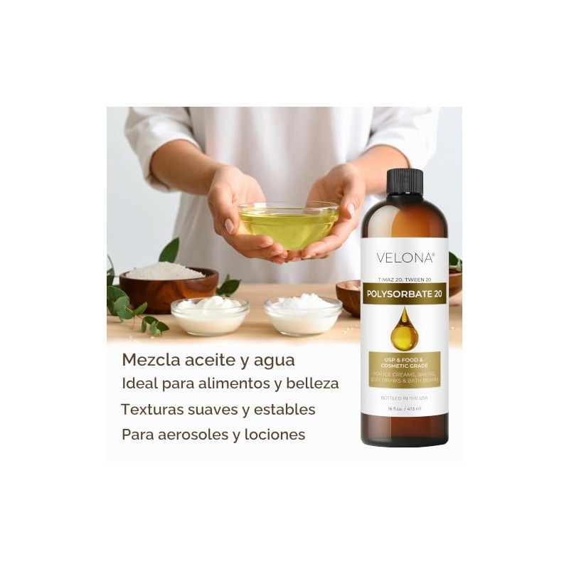 velona Polisorbato 20 - 16 onzas líquidas, grado alimenticio y