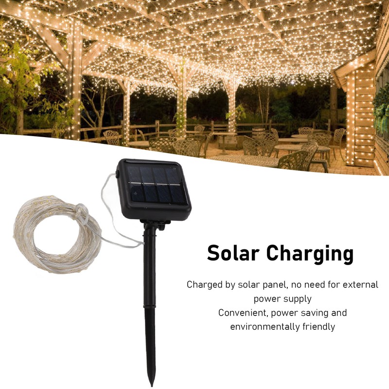 Solar Rope Light 100 LED Waterproof Weather Resistant Decorative Solar