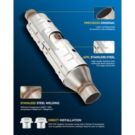 PHILTOP Catalytic Converter Kit Compatible with Ford 1997-2005 E-150/E-250/E-350, 1999-2007 F-250/F-350 Super Duty/Excursion 5.4/6.8L Stainless Steel Catalytic Converter 78300 (EPA Compliant)