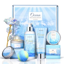 LUCOTIYA Regalos Para Mujeres, Kit De Spa Con Aroma A Océano Para Mujer, Ideal Para Cumpleaños(7 Piezas). Paquete De Lujo Para El Cuidado Personal.