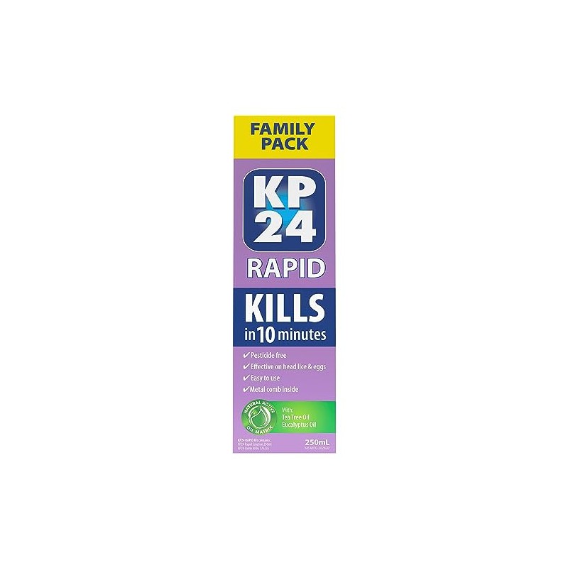 KP24 Rapid Lice Treatment Solution with Comb 250 ml