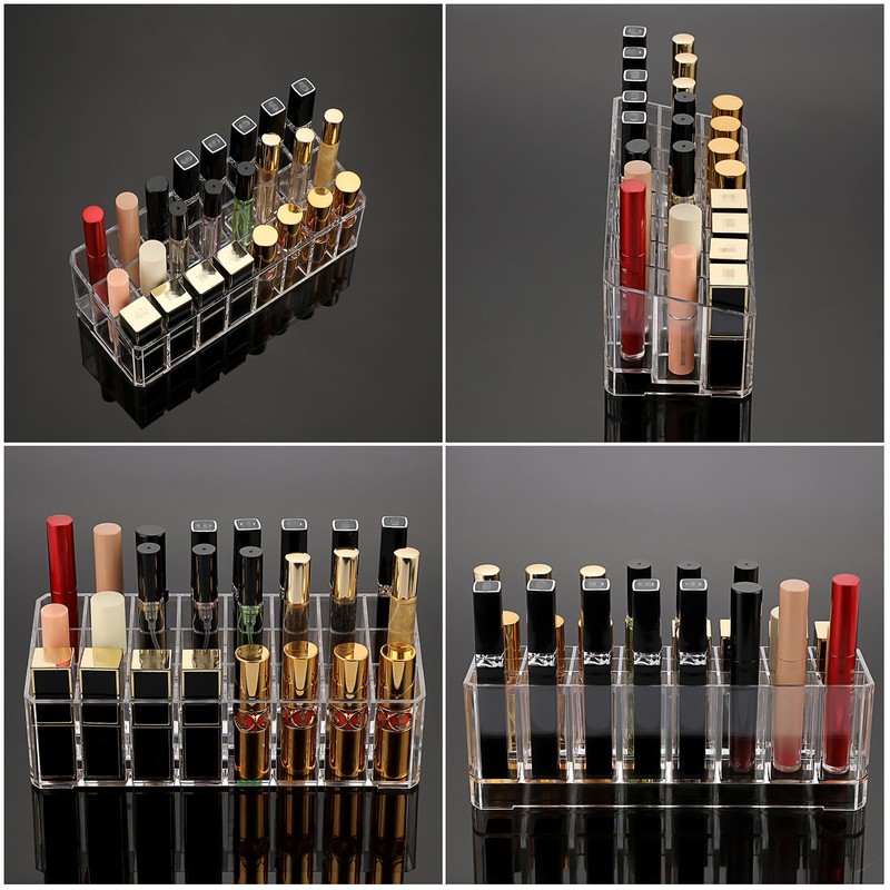 ELLDOO Rollerball Perfume Organizer, 24 Spaces Clear Acrylic Perfume Storage