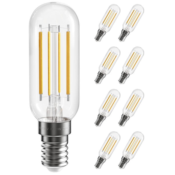 SHINESTAR 8-Pack E12 LED Bulb, 40 Watt Equivalent, 2700K Soft White, Candelabra Base, T6 Edison Light Bulbs, Dimmable