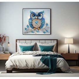 5D Diamond Painting Kits for Adults, Blue animal owl Diamond Art Kits for Adults Beginner, DIY Special Shape Diamond Dots Paint by diamonds Religious angel Gem Painting for Home Decor 11.8x11.8 Inch