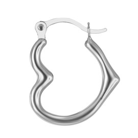 14k White Gold Heart Shaped Hoop Earrings (13 x 15mm)