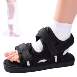 ENLUNTRA Post Op Recovery Shoe, Lightweight Medical Walking Shoe with Adjustable Strap for Post Surgery or Operation Support, Broken Foot, Injured Toes, Stress Fractures, Sprains, Bunions for Left or Right Foot, For Men or Women, 1 pcs, L