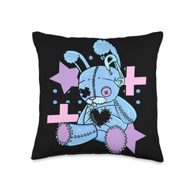 Voodoo Teddy Bear by - Sugar Kai Creepy Cute Pastel Goth Bunny Voodoo Doll for Kids Throw Pillow, 16x16, Multicolor