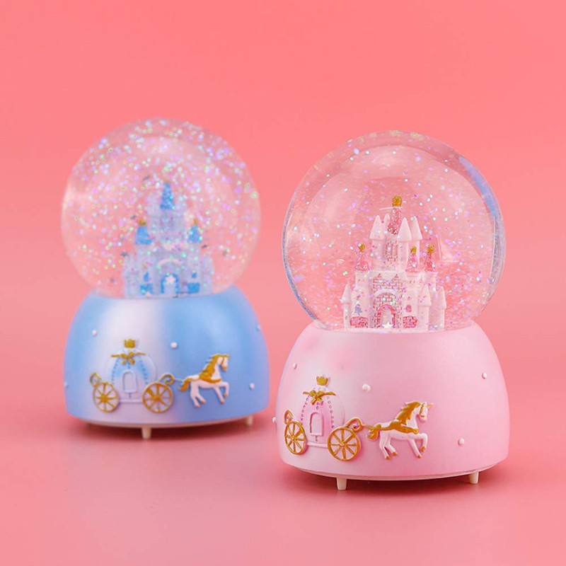 Snow Globe Crystal Ball Music Box Rotating Musical Box with