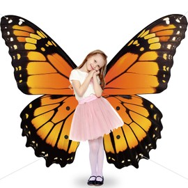 Butterfly Wings VBS Backdrop Decorations Orange Monarch Butterfly Birthday Party Decors Photograph Background Butterflies Hanging Banner Supplies for Women Girls Butterflies Booth Photo Props Wall