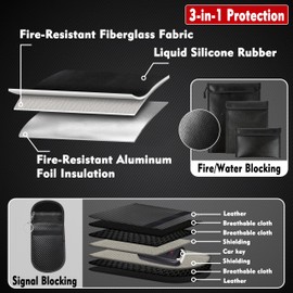 4 Pack Waterproof Fireproof Money Document Bags with a Faraday bag for car keys Fob Protector, Resistant Storage Organizer Pouch for Cash Documents, Secure Protection for Valuables