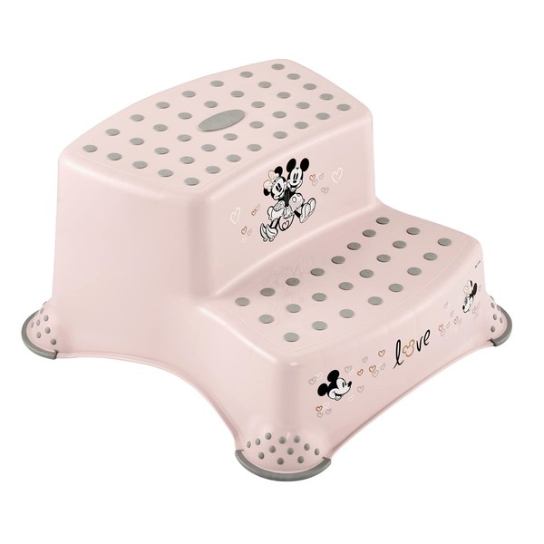 keeeper Minnie Two-Tier Step Stool from 3 to 14 Years, Non-Slip Function, Igor, Nordic Pink