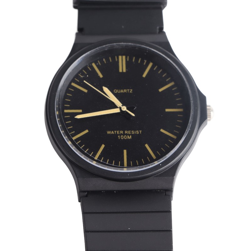 Waterproof Quartz Watch with Rubber Strap Adjustable 3 Hands Easy