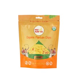 Desi Flavors Organic Plantain Chips | Kerala Banana Chips | Sustainable Palm Oil Plantain Chip Snacks | Sweet | 5oz (Pack of 2)