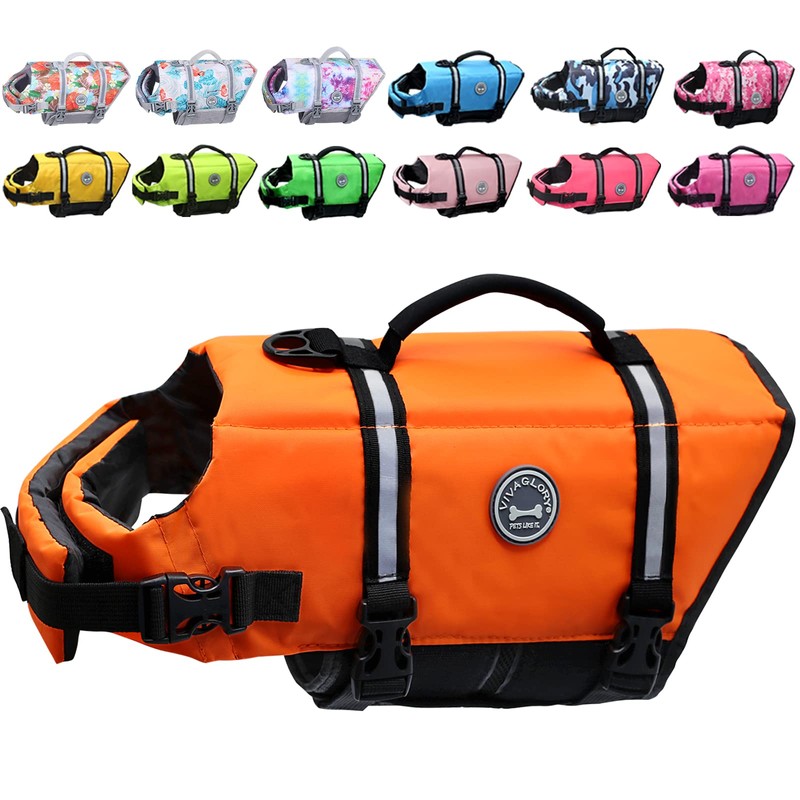 VIVAGLORY Ripstop Dog Life Jacket for Small Medium Large Dogs