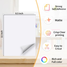 YEGAWEN Printable Sticker Paper for Inkjet Printer, 8.5" x 11" Matte Sticker Printing Paper Full Sheet Labels for Laser/Inkjet Printers (White)