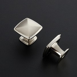 10 Pack Cabinet Pulls Single Hole Brushed Nickel Cabinet Handles Solid Suqare Drawer Pulls for Kitchen Cabinet Door Closet Door Cabinet Pulls Silver Pulls for Dresser and Drawer