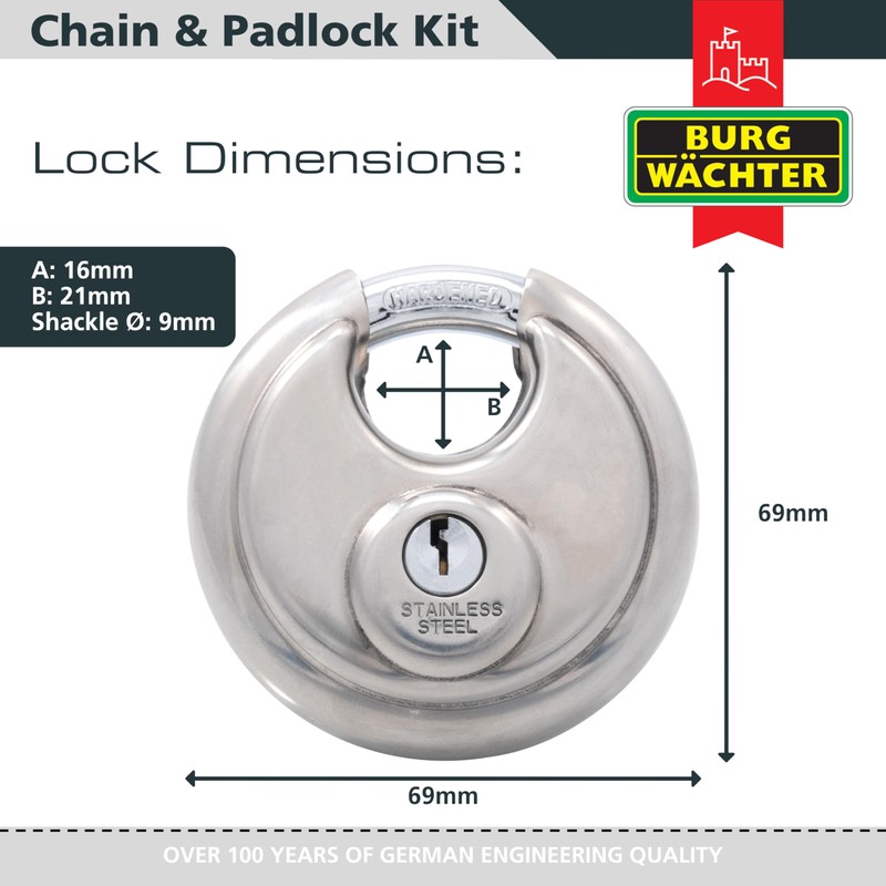 Burg Wachter SKM 6/60 SPL 60cm 6mm Security Chain &