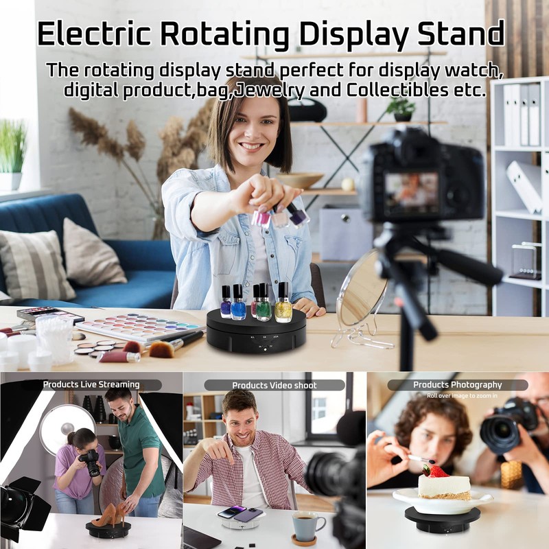 JAYEGT 3 in1 Motorized Rotating Display Stand with 5.74/7.08/8.66 inch
