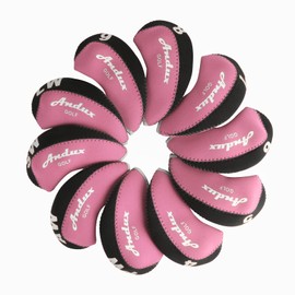 Andux 10pack/set Neoprene Golf Iron Club Head Covers Black/pink MT/A05