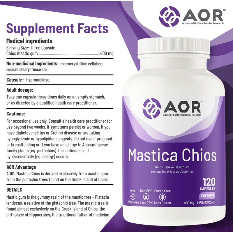 AOR AOR Mastica Chios 400mg Vegan Capsules, 120 Count 40-Day