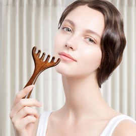 Sandalwood Scalp Massager - Sandalwood Deer Antlers Comb,Wooden Deer Antlers Nasal Scraper, Fashionable Sandalwood Deer Antlers Wide Tooth Comb Manual Massage Tools