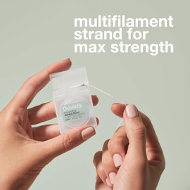 Davids Expanding Dental Floss + Refill w/Hydroxyapatite, No Break Woven Strands, Waxed, Vegan, Cocoa Butter & Mint, Kid Friendly, Refillable Dispenser, 66 yd
