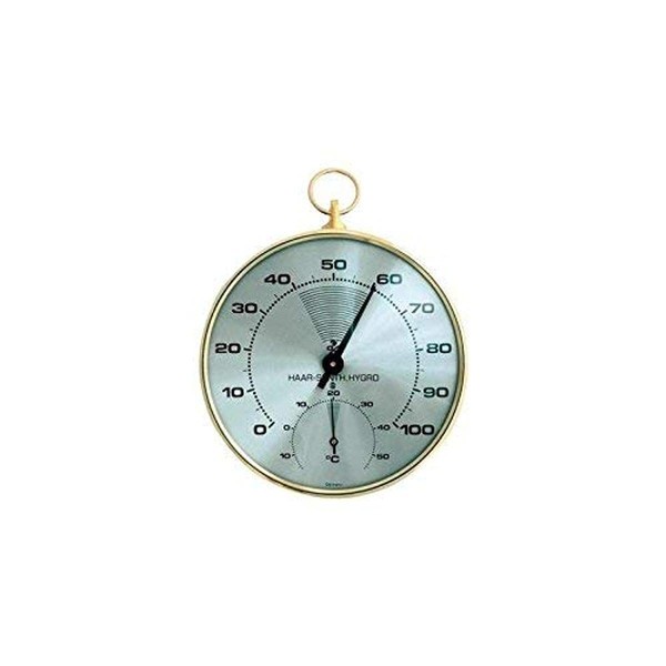 TFA Dostmann Analogue Thermo-Hygrometer with Brass Ring Temperature Humidity Healthy Indoor Climate (L) 102 x (W) 35 x (H) 113 mm