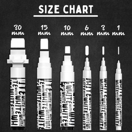 Chalkola 6 Chalk Pens for Blackboard, Washable White, Chalk Marker, Wipe Clean, Window Painting Pens, Glass Pen, Washable, Blackboard Pens Wipe Clean, White, Liquid Chalk Pens 1-30 mm