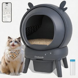 Self Cleaning Cat Litter Box, 65L Large Capacity Automatic Litter Box Self Cleaning for Multiple Cats with Dual Safety Protection, APP Control & Odor Control Includes Trash Bag