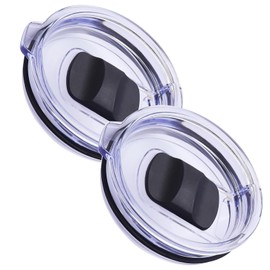 YILANJIN 2 Pcs Replacement Lids Compatible, 30oz Tumbler Lids, Classic Clear Flip Replacement Lids Spill Lids with Magnetic Slider Switc, Plastic Splash Resistant Lids Covers for Tumbler Cup(Black)