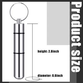 Hotop Pocket Toothpick Holder Waterproof Aluminium Alloy Toothpick Box Metal Pill Case with Key Ring, 2.8 x 0.6 Inch