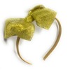 Caprilite Girls' Classic Grosgrain Ribbon Large Bow Headband (Sparkly Gold,
