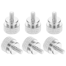 MECCANIXITY 6 Pcs 6#32 Knurled Thumb Screw Computer Case Threaded Hand Tighten Screws Aluminum Alloy for PC Case, Silver
