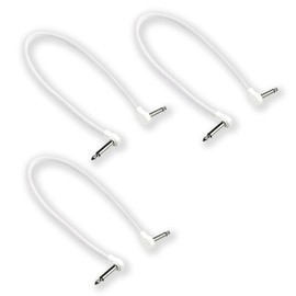 M MAKA Flat Low Profile Guitar Patch Cable 20 inch for Effects Pedals, 1/4 inch Right-Angle, All White, 3-Pack