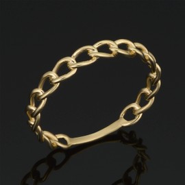 KoolJewelry Minimalist 14k Yellow Gold 3.25mm Curb Link Ring (size 6)