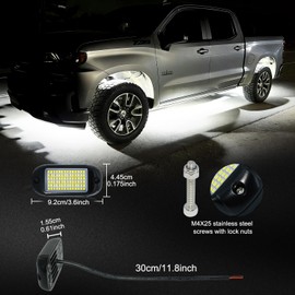 Nicoko 84 LEDs per pod Metal Aluminum Pure White Rock Lights 6000k Neon underglow Light IP68 Waterproof for Offroad Car Boat Truck SUV UTV ATV RZR Pack 4
