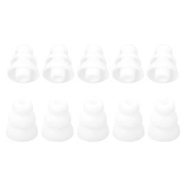 uxcell 10 Pcs Soft Silicone Earbuds, Replacement Earbud Tips Fit 5mm Earplugs with 3 Flange Noise Cancelling Triple Flange Ear Cushion Earpads for in-Ear Earphones, White
