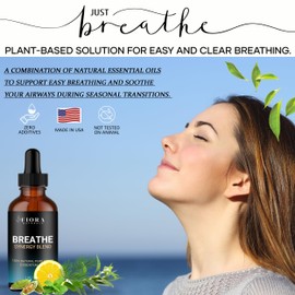 Fiora Naturals Breathe Essential Oil for Diffuser - Essential Oil Blend with Eucalyptus Peppermint Tea Tree, Peppermint Essential Oil - 100% Pure Peppermint Oil for Hair Growth, Skin, Scalp, Diffuser & DIY soap