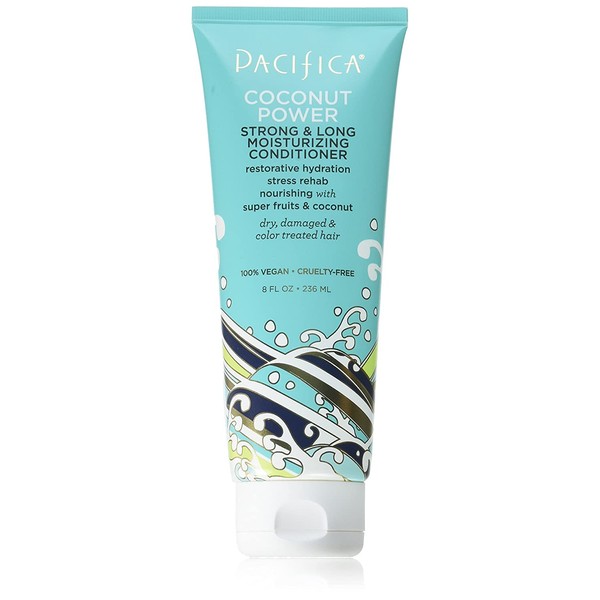 Pacifica Beauty Strong and Long Healing and Moisturizing Conditioner, For Dry and Stressed Hair, White, Coconut Power, 8 Fl Oz