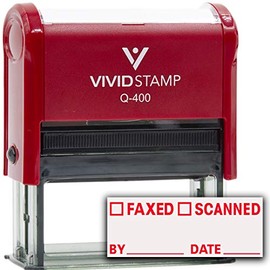 Faxed Scanned by Date Self Inking Rubber Stamp (Red Ink) - X-Large