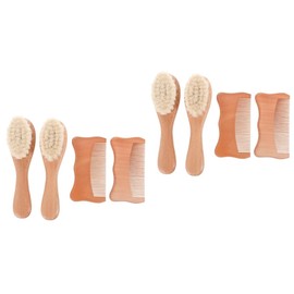 Vaguelly 2sets Beech Wooden Combs Woolen Care Kit for Newborn Wooden Comb for Gentle Scalp Care and Healthy Hair Development