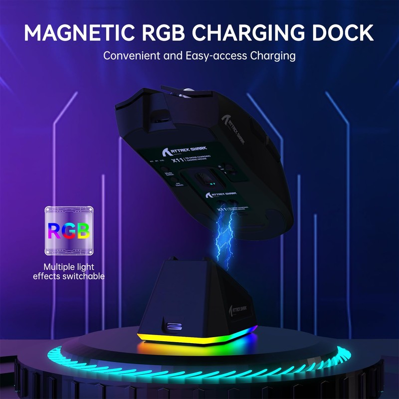 ATTACK SHARK X11 Lightweight Wireless Gaming Mouse with RGB Charging