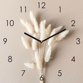Wall Clock 30 x 30 cm Glass Clock Pampas Grass Glass Picture Clock Wall Decoration Grass Wall Picture Natural Glass Decoration