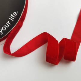 Micomon Cintas de terciopelo rojo de 5/8 pulgadas por carrete de 10 yardas, color rojo